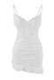 Beyaz Büzgülü İp Askılı Külotlu Babydoll/Fantezi Gecelik THMAW26LL00014 - 5