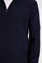 Men's Slim Fit Slim Fit Stand Collar Zippered Patterned Navy Blue Knitwear Sweater - 5
