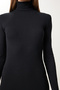 Women's Black Turtleneck Ribbed Knitted Dress Ub00416 - 3