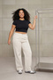 Ecru High Waist Wide Leg Comfort/Medium Stretch Thin Summer Plus Size Jeans Tbbss26Cj00002 - 4