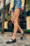 Black Suede-Silver Women's Ballerinas 20838 - 5