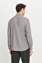 Men's Gray Tailored Slim Fit Slim Fit Small Italian Collar Dobby Oxford Shirt - 7