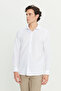 Men's White Tailored Slim Fit Slim Fit Small Italian Collar Dobby Oxford Shirt - 3