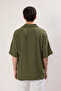 Haki Oversize/Geniş Kesim Bürümcük Dokulu Polo Yaka T-Shirt TMNSS25PO00018 - 4