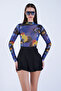 Navy Blue High Collar Digital Printed Transparent Blouse Alc-X15125 - 4