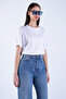 White Crew Neck Basic Crop T-Shirt Alc-X15102 - 3