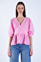Pink Deep V-Neck Lace Embroidered Muslin Blouse Alc-X15133 - 4