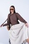 Women's Brown High-Neck Transparent Blouse with Fixed Scarf Detail Alc-X15154 - 6