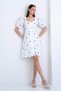 Navy Blue Watermelon Sleeve Lined Embroidered Scallop Woven Dress Alc-X15177 - 2
