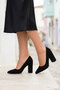 Women's Black Suede-Black Classic Heeled Shoes 15313