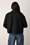 Siyah Kruvaze Oversize Kısa Trençkot TWOAW26TR00020 - 4