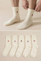 Ecru 5-Pack Embroidered Socks Unisex Socks Tmnss26Co00001