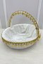 White Bridal Henna Night Tray and Basket, Velvet Pieces, with Gold Bells and Sequins, Wedding, Circumcision, Engagement, Promise - 5