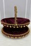 Burgundy Bridal Henna Night Tray and Basket, Velvet Pieces, with Gold Bells and Sequins, Wedding, Circumcision, Engagement, Promise - 3