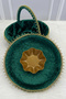 Green Bridal Henna Night Tray and Basket, Luxury Shiny Stone Velvet , Wedding, Circumcision, Engagement, Promise - 3