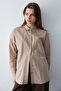 Kahverengi Çizgili Dokuma Oversize Gömlek TWOSS26GO00148 - 2