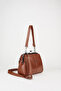 Women's Tan Butterfly 4-Compartment Lined Handbag and Shoulder Bag with Zipper Closure
