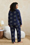 Güneş Desenli Viskon Dokuma Büyük Beden Pijama Takımı TBBAW26AI00013 - 3