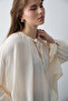 Ekru Yakası Bağlamalı Oversize Krep Gömlek Bluz TCTSS26TG00049 - 6