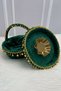 Green Bridal Henna Night Tray and Basket, Velvet Pieces, with Gold Bells and Sequins, Wedding, Circumcision, Engagement, Promise - 3