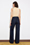 Limited Edition Koyu Mavi DÖKÜMLÜ Cep Detaylı Yüksek Bel %100 Pamuk Wide Leg Jeans TWOSS26JE00028 - 9