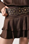 Brown Belt Pack Satin Mini Boho Skirt with Shorts Twoss26Et00155 - 4