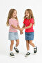 Red-Ecru 2-Pack Girls' Striped Plain Knitted T-Shirt Tkdss26Ts00012