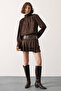 Brown Belt Pack Satin Mini Boho Skirt with Shorts Twoss26Et00155 - 7