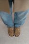 Lenox Rome Beige Genuine Suede Belt Detailed Flat Sole Women's Slippers