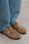 Lenox Rome Beige Genuine Suede Belt Detailed Flat Sole Women's Slippers - 9