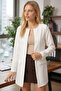 Women's White Stitched Waist Long Jacket Arm-26K001017