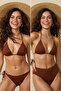 Brown Triangle Covered Normal Waist Regular 3-Piece Bikini Set Tbess26Bt00013