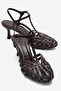 Feli̇p Brown Leather Banded Women's Low Heeled Shoes