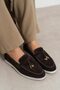 Warner Bitter Brown Genuine Suede Leather Metal Accessory Detail Flat Sole Women's Loafer - 8