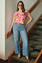 Limited Edition Çok Renkli Carmen Yaka Vücuda Oturan Esnek Crop Örme Bluz TBBSS26AF00084 - 2