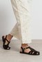 Bird Bitter Brown Suede Genuine Leather Buckle Detail Flat Sole Women's Sandals
