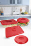 Red Leak-Proof Glass Jar Lid Round and Rectangular Food Storage 29X38 cm