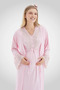 Maternity Nightgown and Robe Set/Cotton Postpartum Set/Short-Sleeved Nightgown/Lace, Piped Collar - 2