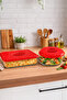 Red Leak-Proof Glass Jar Lid Round and Rectangular Food Storage 29X38 cm - 6