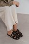 Honey Bitter Brown Genuine Suede Buckle Detailed Flat Sole Women's Slippers - 3