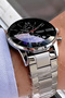 Cut Glass Men's Wristwatch 3 Atm Water Resistant Silver Color Steel Band - Hme2010C2 - 5