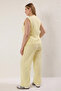 Yellow Wide Leg Linen Look Front Drawstring Bottom Top Set Tbbss25Cp00026 - 4