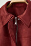 Burgundy Regular Suede Plus Size Coat Twoaw26Aw00024 - 7