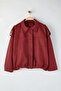 Burgundy Regular Suede Plus Size Coat Twoaw26Aw00024 - 6