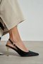 Viora Black Velvet Belt Detail Women's Gold Heeled Shoes - 7