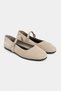 Mono Beige Genuine Leather Buckle Detail Flat Sole Women's Ballet Flats - 4