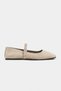 Mono Beige Genuine Leather Buckle Detail Flat Sole Women's Ballet Flats - 5