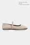 Mono Beige Genuine Leather Buckle Detail Flat Sole Women's Ballet Flats - 2