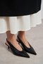 Lunix Black Matte Pointed Toe Slingback Stiletto Heel U Women's Shoes - 4
