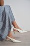 Lunix White Matte Pointed Toe Slingback Stiletto Heel U Women's Shoes - 4
